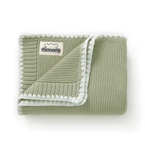 mimixiong Cotton Baby Blanket Gender Neutral Nursery Swaddling Blanket for Shower Gift Registry for Baby Sage Green 40 x30 Inch