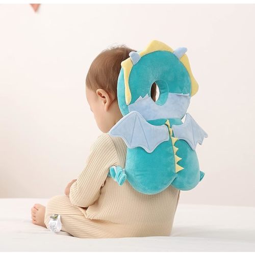 Baby Head Protector Cushion Backpack with 3 Baby Knee Pads for Walking & Crawling,Dragon