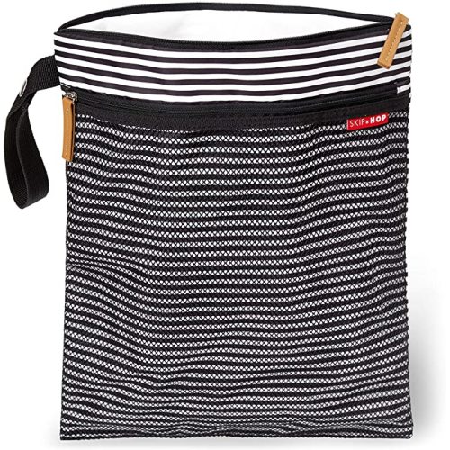 Skip Hop Wet Dry Bag, Grab & Go, Chevron - Wet/Dry Bag - Black/White Stripe