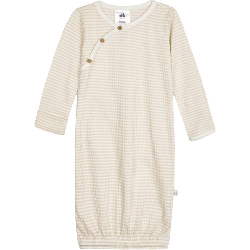 Just Born Baby Girls' 1-Pack Side Opening Gown - 0-6 Months - Almond Stripe