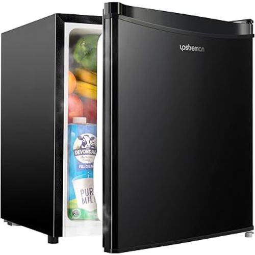 Upstreman 1.7 Cu.ft Mini Fridge with Freezer, Dorm Essentials, Adjustable Thermostat, Energy Saving, Low Noise, Single Door Compact Refrigerator for Dorm, Office, Bedroom, Black-FR17