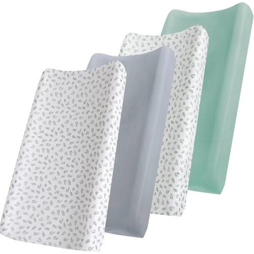 Changing Pad Cover, Diaper Changing Pad Covers 4 Pack, Fitted Baby Changing Table Sheets for 32''×16'' Change Table Pad, Cradle & Bassinet Sheets for Boys & Girls, Soft & Breathable