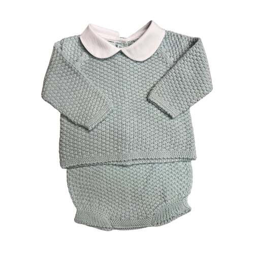Rice Stitch Diaper Set-Green & Blue (Infant)