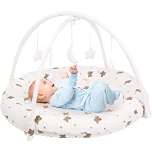 Beright Baby Gym, Baby Play Gym with Movable and Detachable Hoops, Baby Activity Center with Hanging Out Toys in Shape of a Moon and Stars, Perfect Newborn Toys, Bear