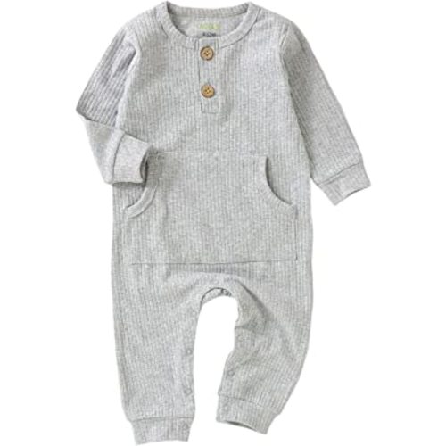 Organic Cotton Newborn Baby Boy Girl Clothes Unisex Romper Infant Solid Long Sleeve Jumpsuit Coming Home Outfit