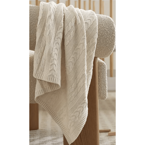 Cable Knit Organic Cotton Baby Blanket