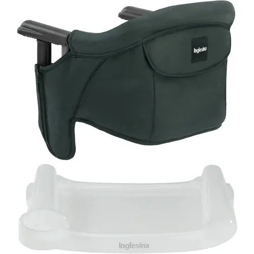 Inglesina Fast Table Chair - Dark Green + Fast Dining Tray - Portable Baby High Chair