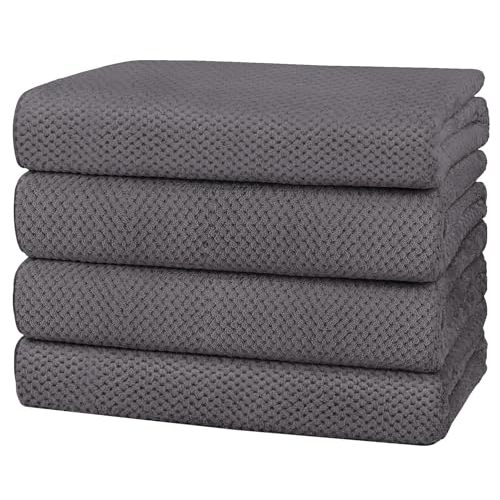 HOMEXCEL Bath Towel Set Pack of 4, 30 x 60 Inches Large Microfiber Bath Towels, Soft, Absorbent, and Quick Dry Towels for Bathroom, Pool, Beach, Swim, and Yoga, Large Bathroom Towels, Grey