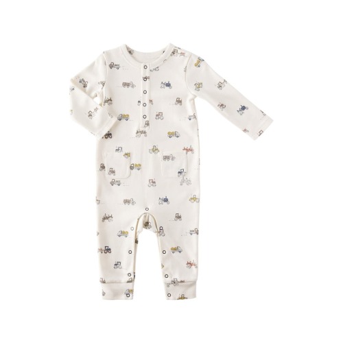 Henley Patch Pocket Organic Cotton Romper, 6-12M