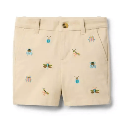 Boy Oatmeal Cookie Embroidered Bug Friends Twill Short by Janie and Jack