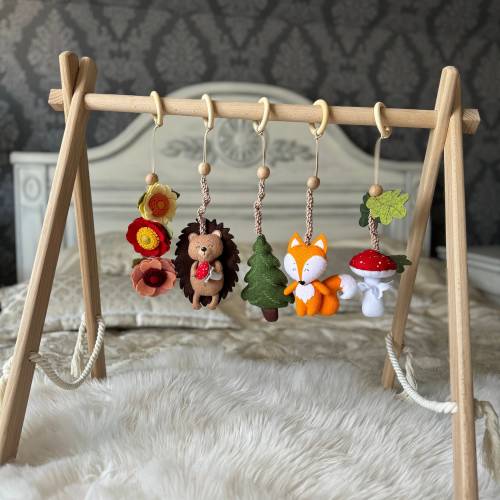 Baby Play Gym| Woodland Nursery Decor| Baby Gym Set Toys| Toddler Activity Center| Foldable Frame| Hanging Sensory Toys| Mobile Floor Stand