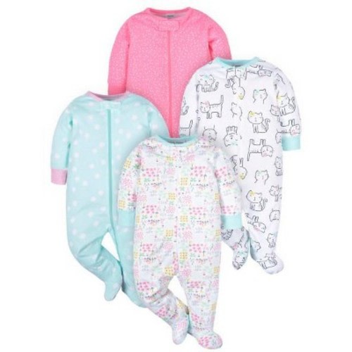 Onesies Brand Baby Girls' 4-Pack , Cats, 0-3 Months
