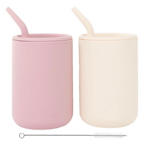 Weesprout Silicone Baby Cups With Straws And Lids, 4 Oz, Set Of 2