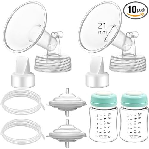 Pump Parts Compatible with Spectra S1/S2/9 Plus, Not Original Accessories, Full Set Replacements Include 21mm Flange, Duckbill Valve, Backflow Protector, Tubing and Bottle