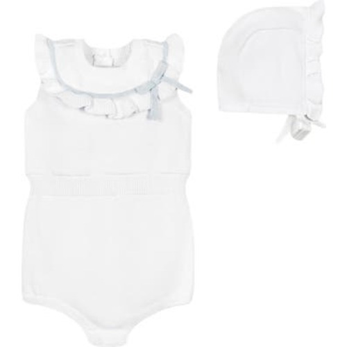 Baby Organic Ruffle Sweater Romper and Bonnet Set, Infant, 6-12M