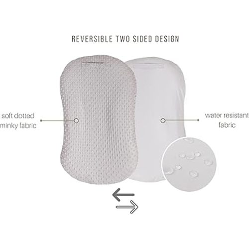 Water Resistant Removable Cover for Newborn Lounger | Minky Sensory Touch Slipcover for Baby Floor Seat | Premium Quality Soft Wipeable Fabric | Hypoallergenic (Fog)