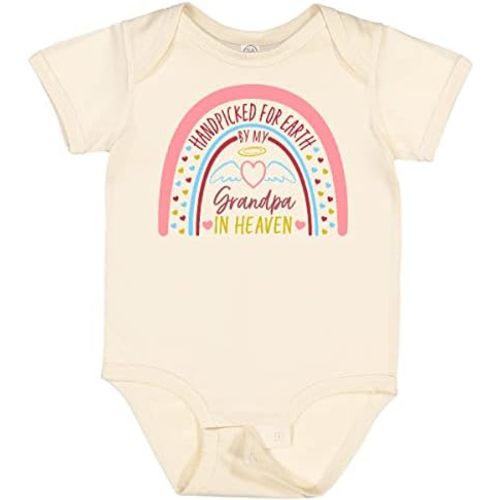 inktastic Handpicked for Earth By My Grandpa in Heaven- Rainbow Baby Bodysuit
