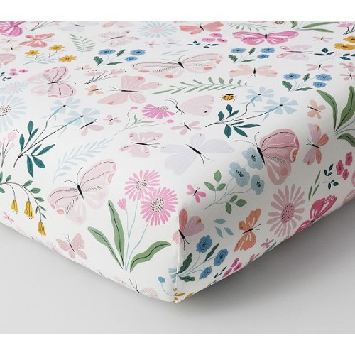 Wildflower Butterfly Crib Fitted Sheet | Pottery Barn Kids