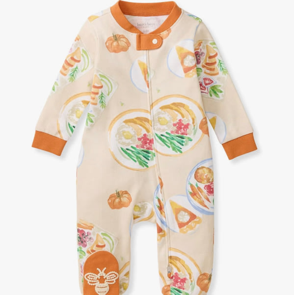 Burt's Bees Baby Boys' Organic Cotton Thanksgiving Sleep and Play Footed Pajamas