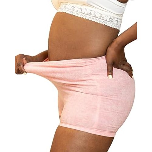 Mommy First® High-Waisted Disposable Postpartum Underwear | Soft, Supportive, Stretchable Maternity Panties for C-Section & Vaginal Delivery | Postpartum Essential | Waist 27" to 38" | Pack of 8 Pink