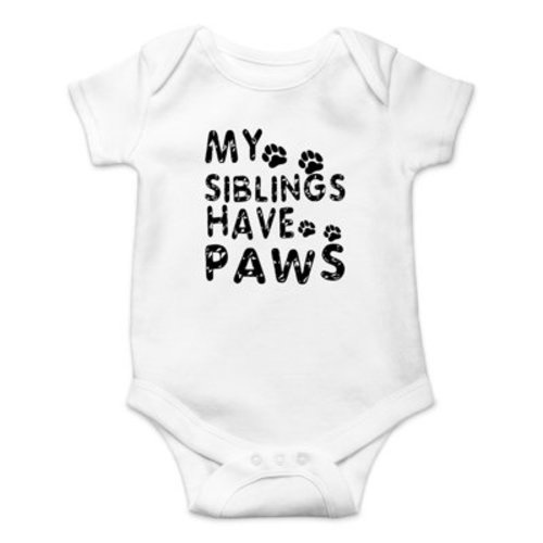 My Siblings Have Paws - Funny Cat and Dog - Animal Lover - Cute One-Piece Infant Baby Bodysuit