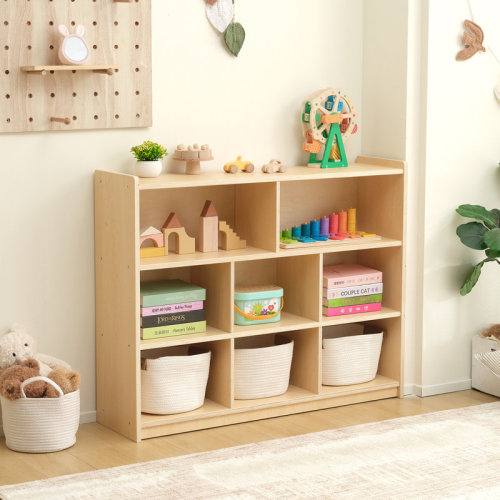 Latitude Run® Alcaldes 8-section Montessori Shelf For Kids 35.4'' H X 44.6'' W Toy Storage | Wayfair