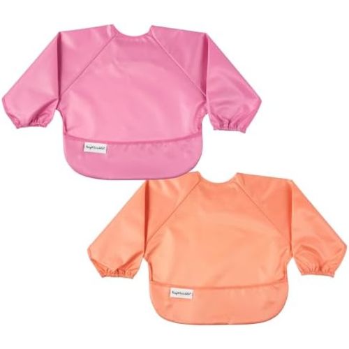 Tiny Twinkle Mess Proof Baby Bib, 2 Pack Long Sleeve Bib Outfit, Waterproof Bibs for Toddlers, Machine Washable, Tug Proof