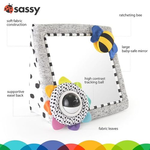 Sassy Tummy Time See Me Floor Mirror for Ages 0+ Months (80928) - White