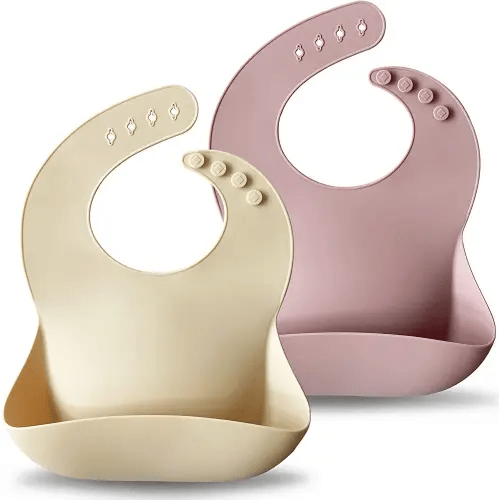 Moonkie Silicone Baby Bibs Set Of 2 | BPA Free Waterproof | Soft Flexible Silicone Bibs for Babies & Toddlers(Pale Mauve/Shifting Sand)