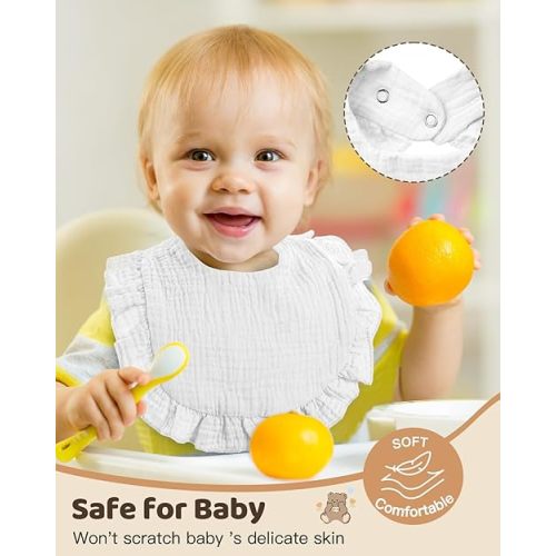 Lictin 8-Pack Muslin Baby Bibs - Bandana Drooling and Teething Bibs, Unisex Cotton