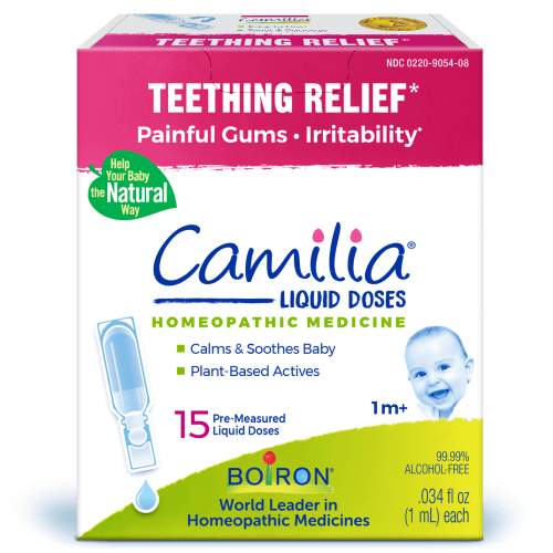 Boiron Camilia Teething Drops for Daytime and Nighttime Relief of Painful or Swollen Gums and Irritability in Babies, 15 Single Liquid Doses