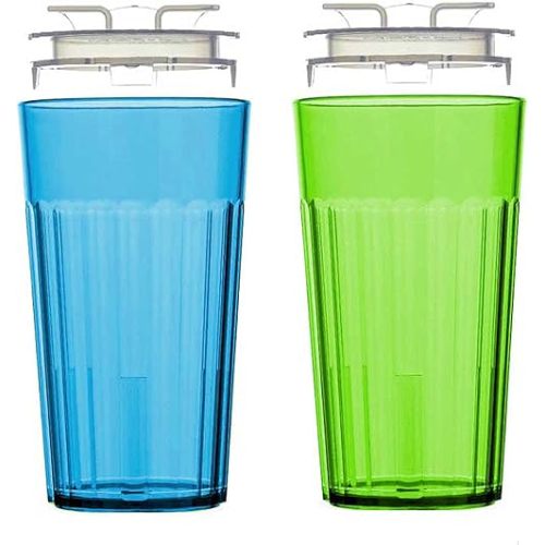Reflo Smart Cup (Blue & Green 2-Pack) Open Training Cup, Toddler Cup, No Suction 6oz, 360 Control-Flow, USA MADE Premium High-Impact Plastic