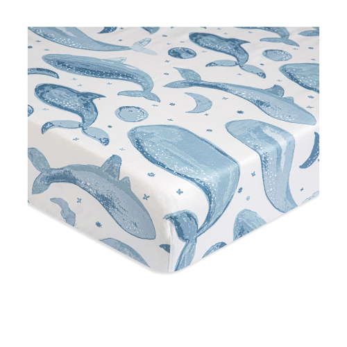 Crane Baby Ocean Animal Crib Sheet, 100% Cotton Sateen Crib Sheet, Crib/Toddler Bed Sheet Fro Boys