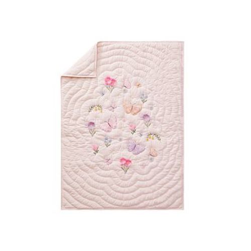 Wildflower Butterfly Toddler Quilt , Pink, 36"W x 50"L