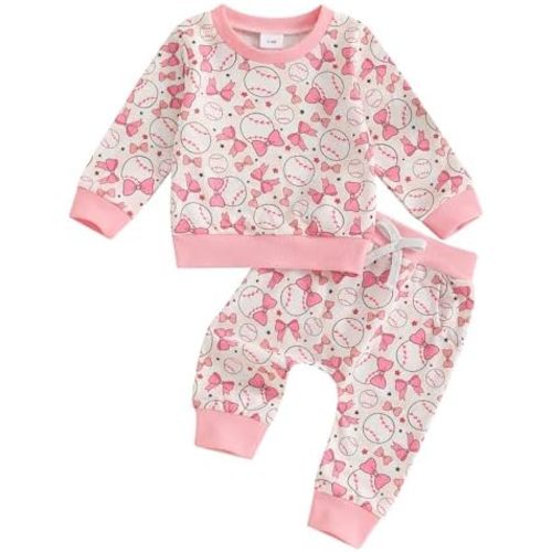 Infant Baby Girl Clothes Baseball Print Long Sleeve Sweatshirt Tops Pants 6M 12M 18M 24M Toddler Fall Winter Outfit