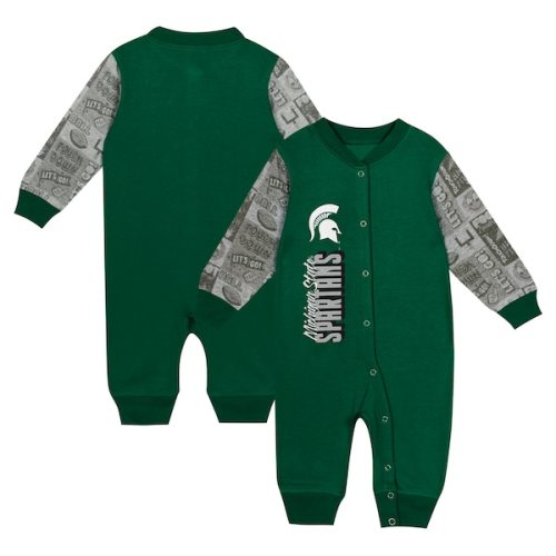 Michigan State Spartans Newborn & Infant Playbook Colorblock Long Sleeve Coveralls - Green