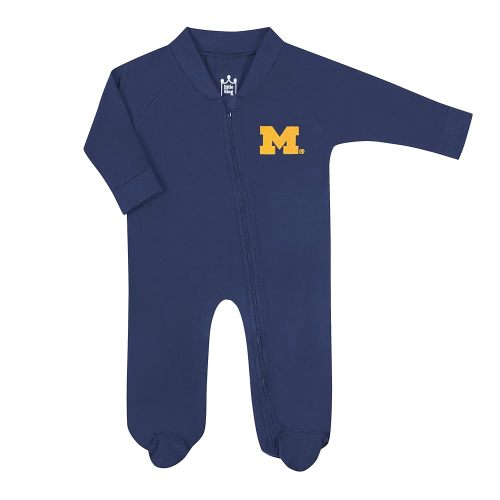 Little King NCAA Long Sleeve Full Zip Footed Romper With Embroidered Team Logo-Sizes 0-3M 3-6M 6-9M