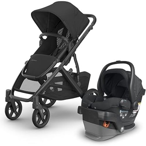 UPPAbaby Travel System - Vista V3 Stroller + Mesa V2 Infant Car Seat Combo - Toddler Seat, Rain Shield, Bug Shield, Storage Bag, Car Seat, Base + Infant Insert Included - Jake (Charcoal)