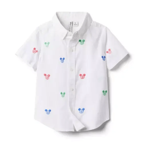 Boy White Mickey Mouse Disney Mickey Mouse Oxford Shirt by Janie and Jack