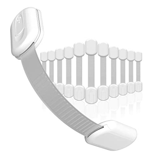 Baby Proofing Child Safety Locks (12 Pack) by Skyla Homes - The Safest, Quickest and Easiest 3M Adhesive Cabinet Latches, No Screws & Magnets, Multi-Purpose for Furniture, Kitchen, Ovens, Toilet Seats - 12 Count (Pack of 1) - White