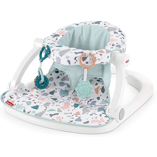 Fisher-Price Portable Baby Chair Sit-Me-Up Floor Seat With Developmental Toys & Machine Washable Seat Pad, Pacific Pebble