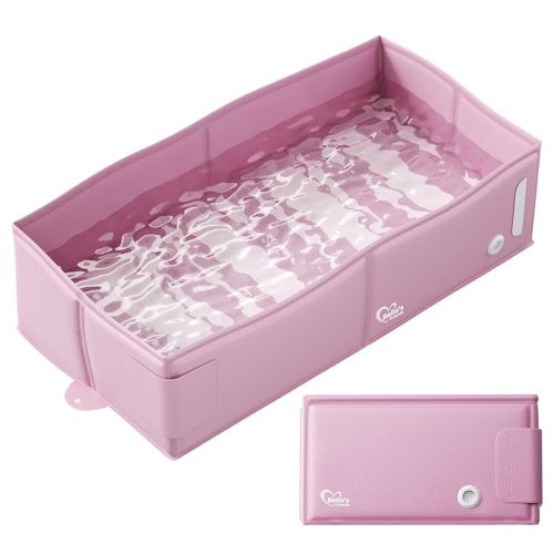 Bella’s Friends Baby Collapsible Bathtub, Travel Bath Tub for Baby, Foldable and Portable, Easy Storage, Reinforced Structure, Lightweight, Travel Essentials for 6M-3Y Infant Toddler, Pink