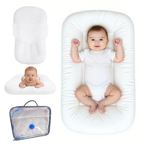 Baby Lounger for Infants Babies 0-24 Months, Bionic Organic Lounger, Soft Cotton Breathable Infant Floor Seats & Loungers for Newborn Baby Shower Gifts (White)