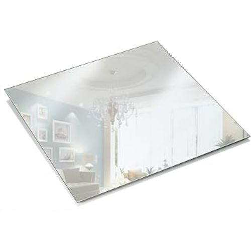 Light In The Dark 12 Inch Square Mirror Plate, Set of 12-1.5mm Thick Glass Plate Mirror Tiles - Wedding Centerpiece Table Decorations, Home Accent Wall Decor - PARNOO