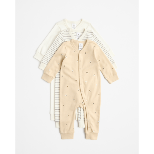 Baby Organic Cotton Coveralls 3 Pack - Bees
