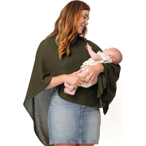 We are Amma | The Cocoon™ - Newborn Essentials Must Haves: Nursing Cover for Breast Feeding Essentials | Nursing Sweater Used as Breastfeeding Cover (Olive, Plus Size)