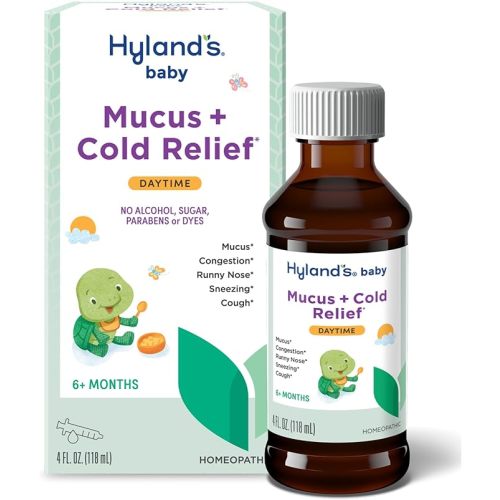Hyland's Baby Mucus and Cold Relief, Daytime Baby Medicine, Infant Cold and Cough Remedy, Decongestant, 4 Fluid Ounce