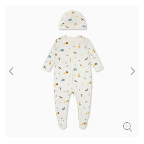 Safari Clever Zip Baby Pajamas & Hat Set | MORI US