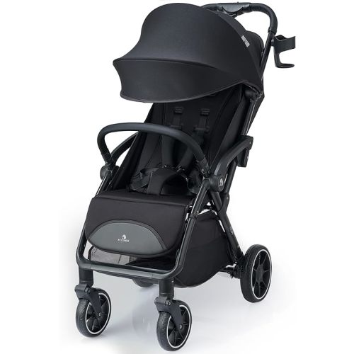 Compact Travel Stroller, Self-Folding Lightweight Stroller with Oversized Canopy, Adjustable Backrest, Newborn Pushchair for Toddler 0-36