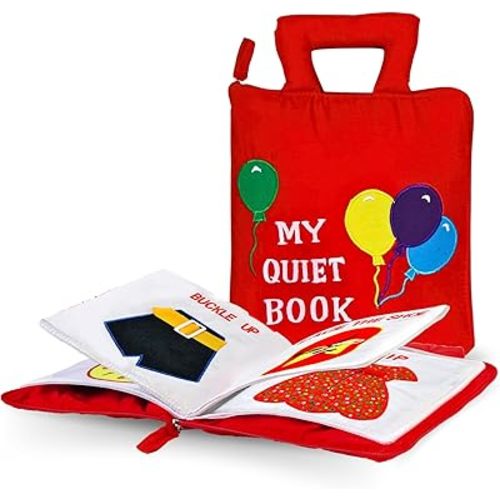 My Quiet Book by Pockets of Learning Montessori Basic Life Skills Activity Toy | Interactive Early Education Preschool Activity Busy Book for Toddlers & Children Soft Fabric Original Quiet Travel Book